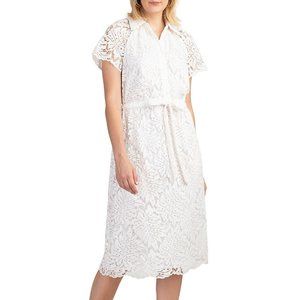 NWT TRINA TURK Lakeside Tie-Waist Midi Lace Dress Sz 14